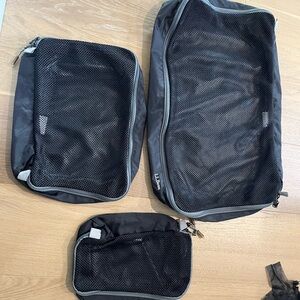 L.L. Bean Packing Cube Set - Black Travel Organizer Set 3 Total